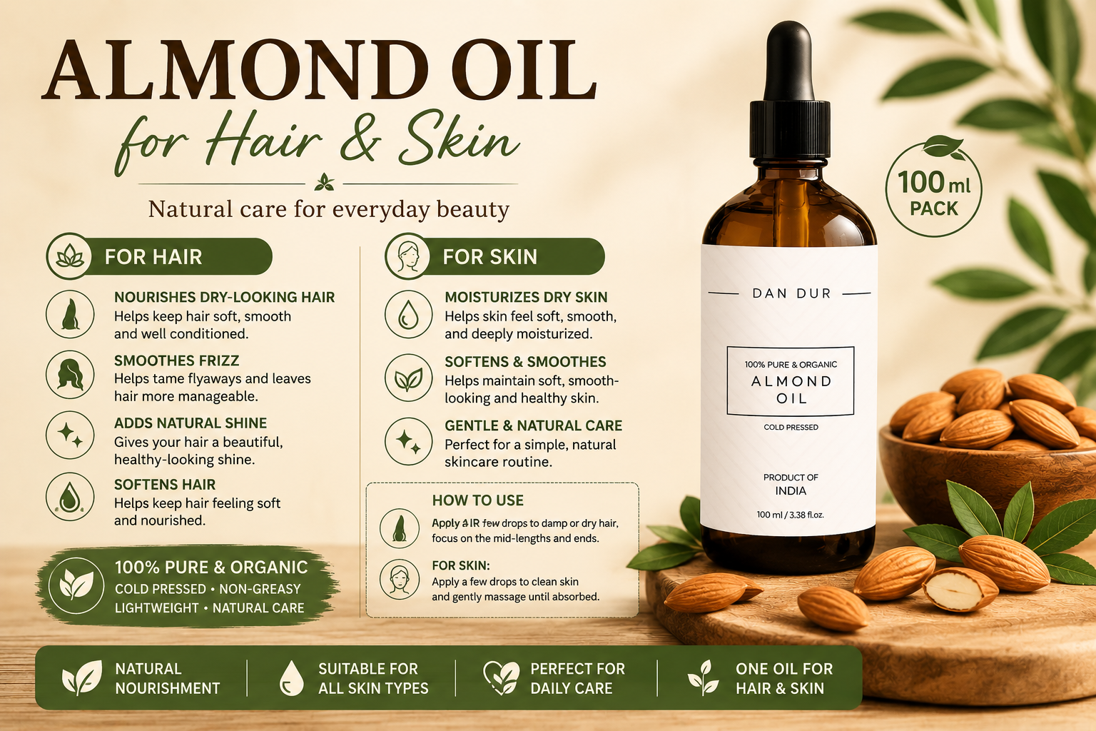 Almond Oil for Hair and Skin